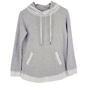 Derek Heart 2 Toned Light Grey Terry Feel Long Sleeve Kangaroo Pocket Hoodie L